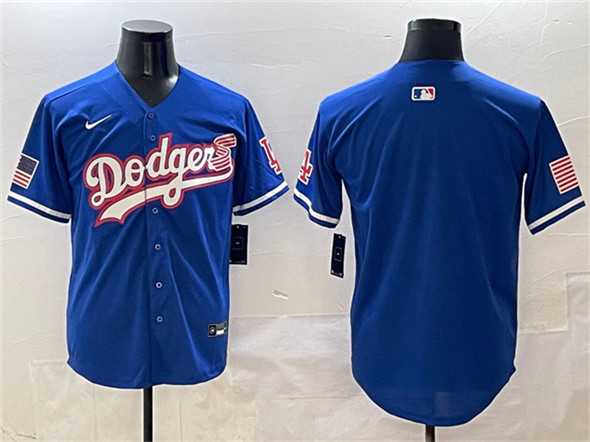 Men%27s Los Angeles Dodgers Blank Royal With American Flag Patch Limited Stitched Jersey->los angeles dodgers->MLB Jersey